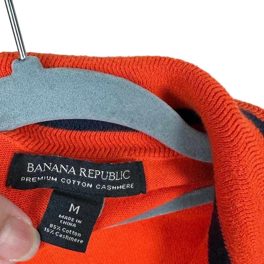 Banana Republic Burnt Orange Quarter Zip Cotton Cashmere Sweater Men's M